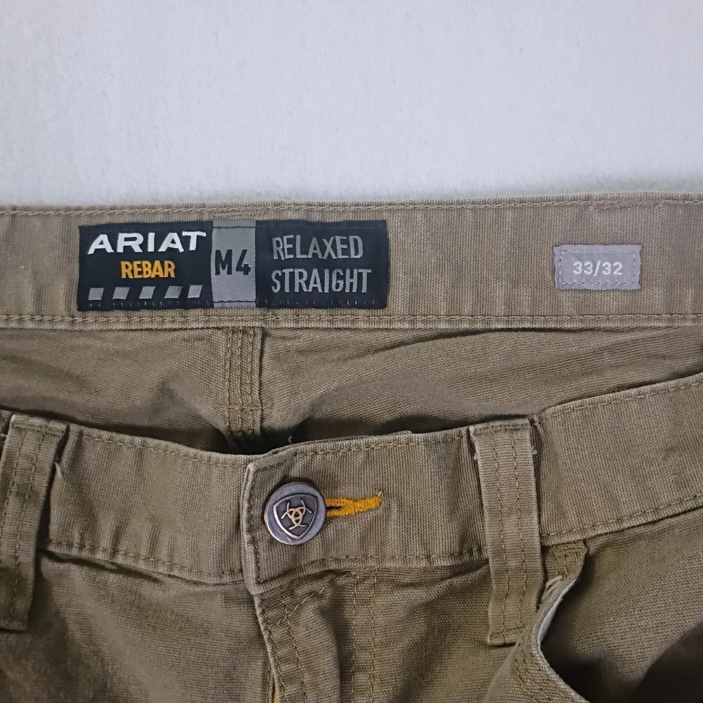 Ariat Rebar M4 Relaxed Straight Work Pants Mens 33x32 Field Khaki Canvas